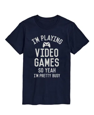 Airwaves Men's Playing Video Games So Ya I'm Busy Short Sleeve T-shirt In Blue