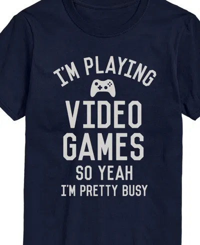 Airwaves Men's Playing Video Games So Ya I'm Busy Short Sleeve T-shirt In Blue