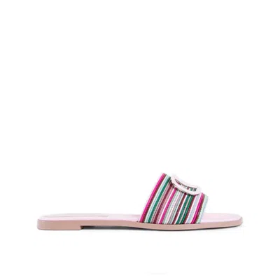 Valentino Garavani Multicolor Leather Slides In Pink