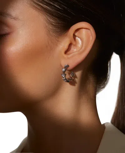 Eliot Danori Silver-tone Small Cubic Zirconia Triangle C-hoop Earrings, 0.87", Exclusively At Macy's In Silver