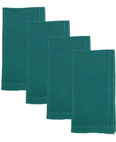 Saro Lifestyle Stonewashed Overlock Linen Edge Napkins, 20" X 20" In Jasper Green
