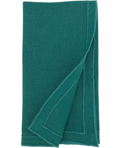 Saro Lifestyle Stonewashed Overlock Linen Edge Napkins, 20" X 20" In Jasper Green
