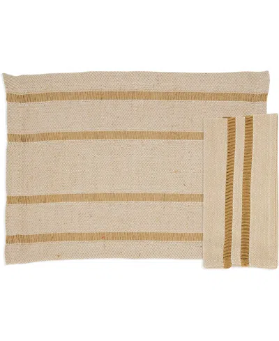 Saro Lifestyle Classic Stripe Placemats And Napkins, Set Of 8 In Natural