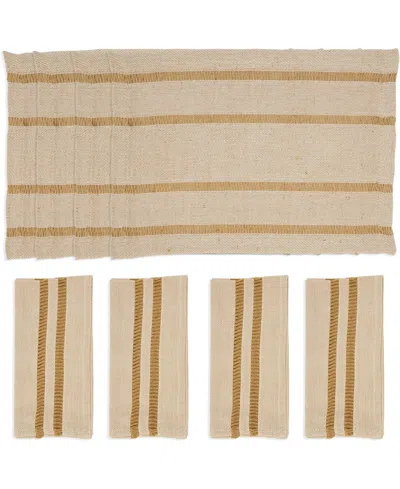 Saro Lifestyle Classic Stripe Placemats And Napkins, Set Of 8 In Natural