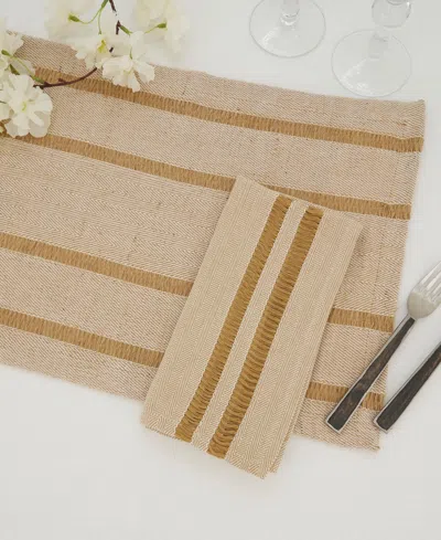 Saro Lifestyle Classic Stripe Placemats And Napkins, Set Of 8 In Natural