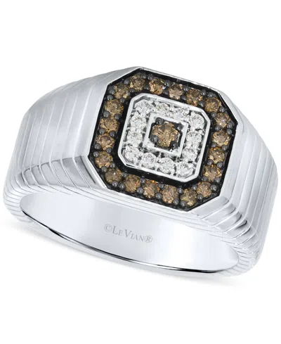 Le Vian Chocolatier Men's Chocolate Diamond & Vanilla Diamond Ring In 14k White Gold In White Gold