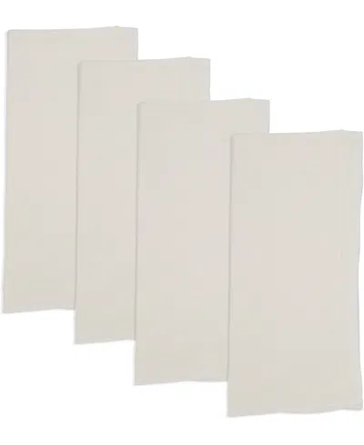 Saro Lifestyle Stonewashed Overlock Linen Edge Napkins, 20" X 20" In Ivory