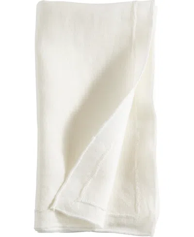 Saro Lifestyle Stonewashed Overlock Linen Edge Napkins, 20" X 20" In Ivory