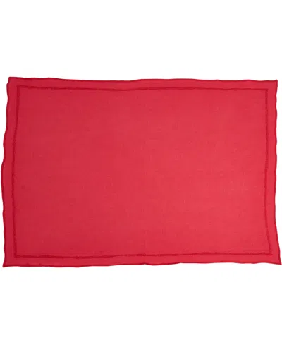 Saro Lifestyle Stonewashed Overlock Linen Edge Placemats, 14" X 20" In Red