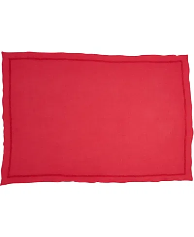Saro Lifestyle Stonewashed Overlock Linen Edge Placemats, 14" X 20" In Red