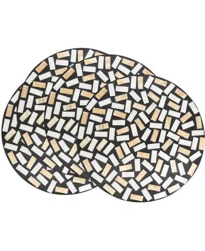 Saro Lifestyle Natural Capiz Shell Fragment Placemats, 15" Round In Black