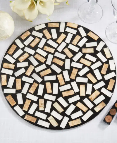 Saro Lifestyle Natural Capiz Shell Fragment Placemats, 15" Round In Black