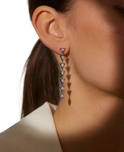 Eliot Danori Silver-tone Cubic Zirconia Triangle Linear Drop Earrings, Exclusively At Macy's In Silver
