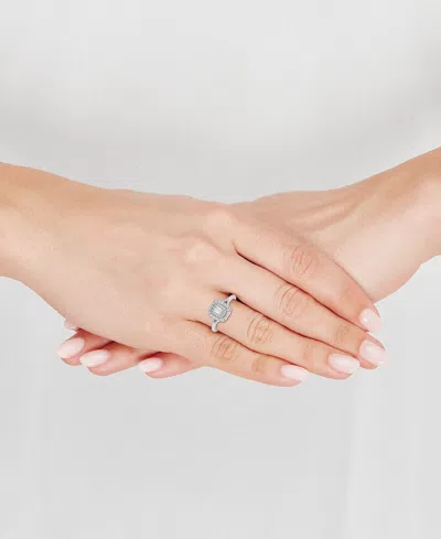 Macy's Diamond Emerald-cut Double Halo Engagement Ring (1/2 Ct. T.w.) In 14k White Gold In White Gold