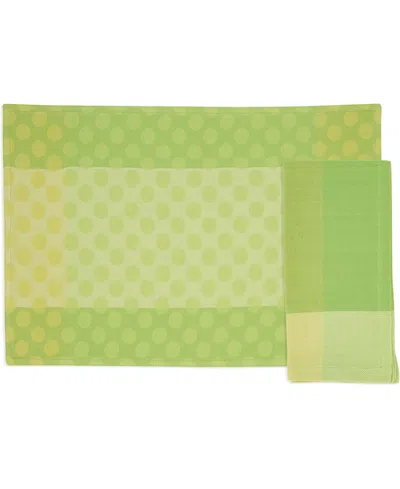 Saro Lifestyle Playful Polka Dot Cotton Placemats And Napkins, Set Of 8 In Green