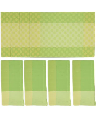 Saro Lifestyle Playful Polka Dot Cotton Placemats And Napkins, Set Of 8 In Green