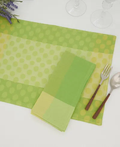Saro Lifestyle Playful Polka Dot Cotton Placemats And Napkins, Set Of 8 In Green