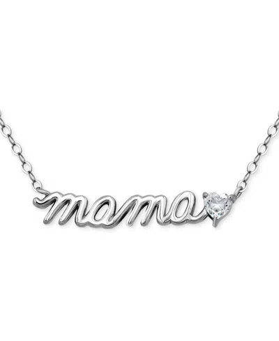 Giani Bernini Cubic Zirconia Mama Script Pendant Necklace In 18k Gold-plated Sterling Silver (also In Sterling Sil In Silver