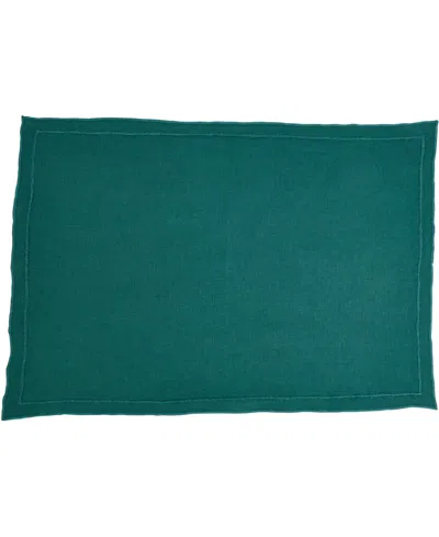 Saro Lifestyle Stonewashed Overlock Linen Edge Placemats, 14" X 20" In Jasper Green