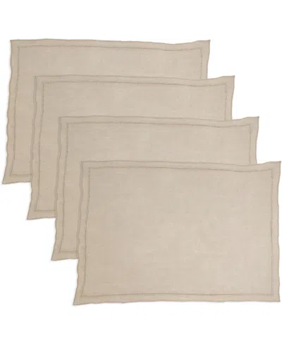 Saro Lifestyle Stonewashed Overlock Linen Edge Placemats, 14" X 20" In Natural