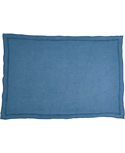 Saro Lifestyle Stonewashed Overlock Linen Edge Placemats, 14" X 20" In Navy Blue