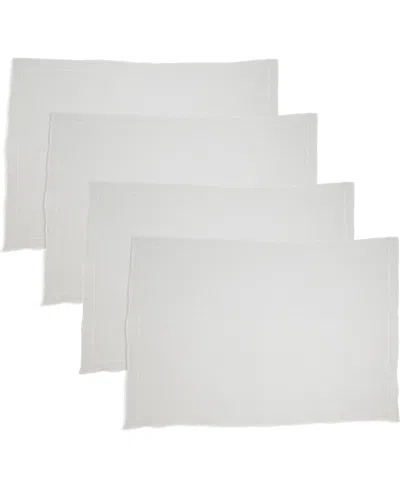 Saro Lifestyle Stonewashed Overlock Linen Edge Placemats, 14" X 20" In Ivory