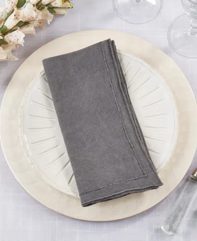 Saro Lifestyle Stonewashed Overlock Linen Edge Napkins, 20" X 20" In Slate