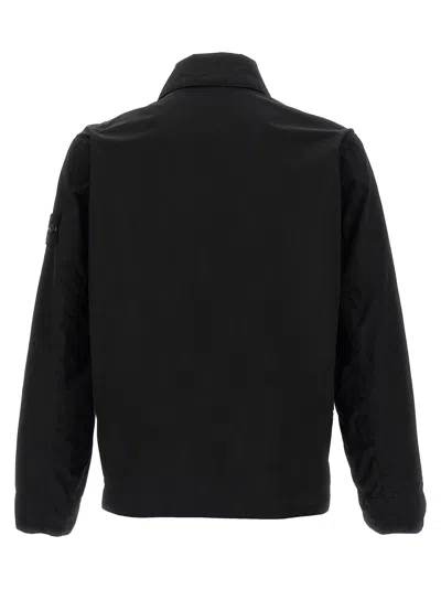 Stone Island Collared Design Stretch Polyester Jacket In Black