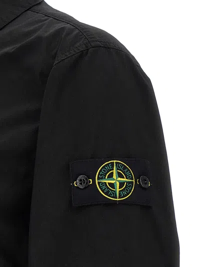 Stone Island Collared Design Stretch Polyester Jacket In Black