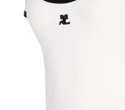 Courrèges Black/white Mini Dress In Cotton In White
