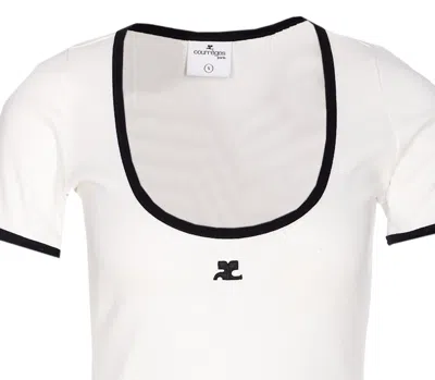 Courrèges Black/white Mini Dress In Cotton In White