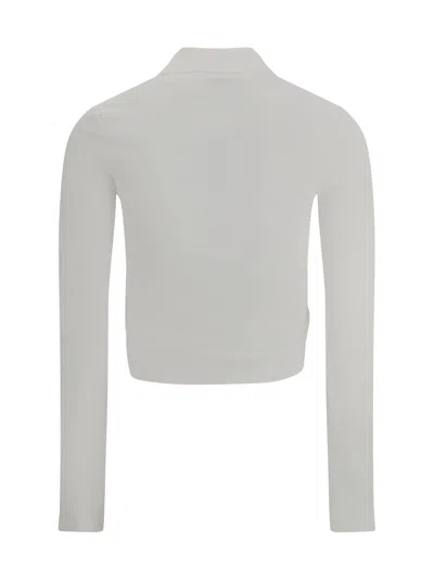 Courrèges Twist Cotton Piqué Cropped Polo In White