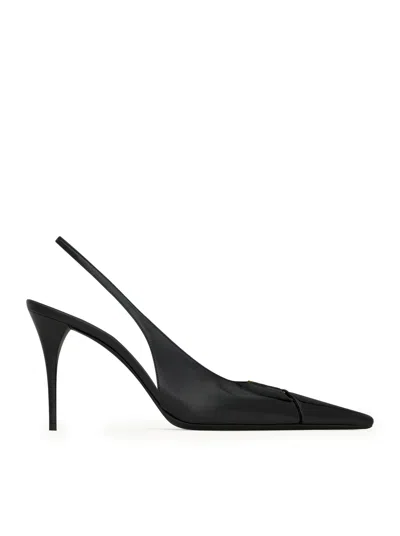 Saint Laurent Women Babylone Breteuil Open Back Pump In Smooth Leather In Black
