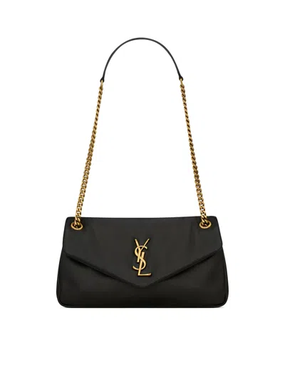 Saint Laurent Calypso Small In Plunged Lambskin In Black