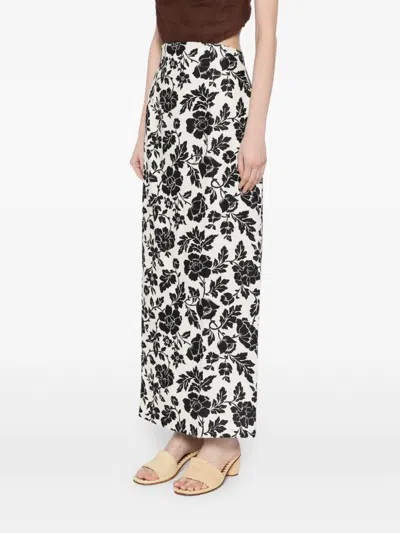 Posse Womens Bone Black Romeo Column Flower-print Linen Midi Skirt In Multicolor