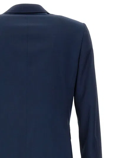 Tagliatore Blue Single-breasted Suit With Notched Revers And Brooch Detail On The Front In Wool Man In Blue