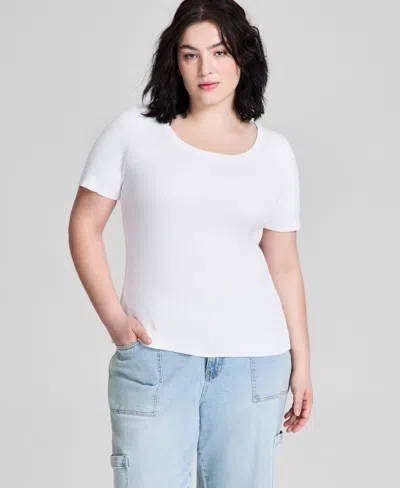 And Now This Trendy Plus Size Short-sleeve Sweater, Exclusively At Macy's In White