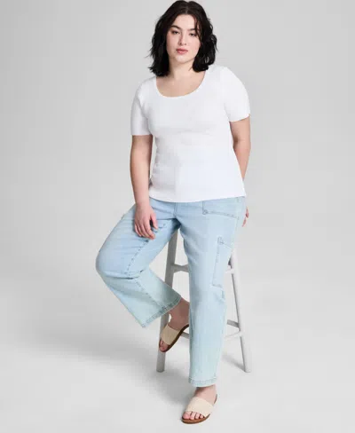 And Now This Trendy Plus Size Short-sleeve Sweater, Exclusively At Macy's In White