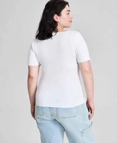 And Now This Trendy Plus Size Short-sleeve Sweater, Exclusively At Macy's In White