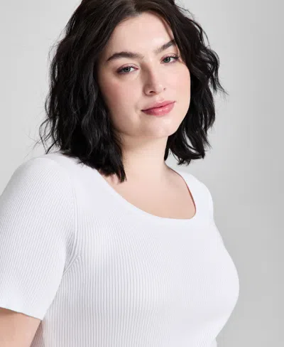 And Now This Trendy Plus Size Short-sleeve Sweater, Exclusively At Macy's In White