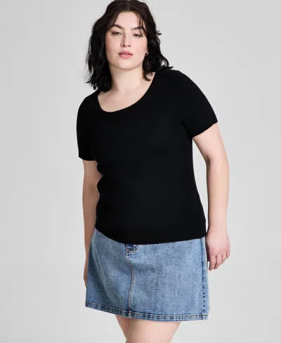 And Now This Trendy Plus Size Short-sleeve Sweater, Exclusively At Macy's In Black