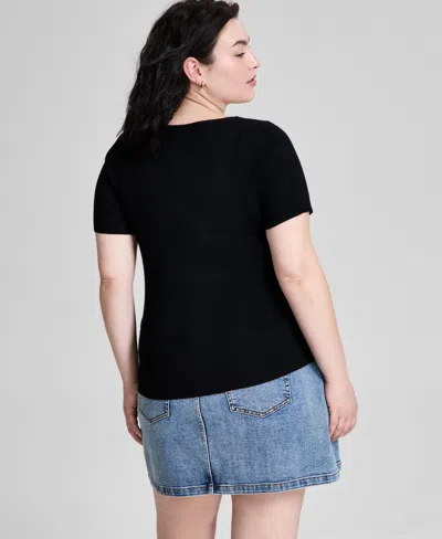 And Now This Trendy Plus Size Short-sleeve Sweater, Exclusively At Macy's In Black