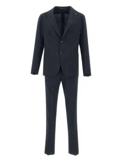 Tagliatore Wool Single-breasted Tuxedo Suit In Black