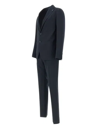 Tagliatore Wool Single-breasted Tuxedo Suit In Black