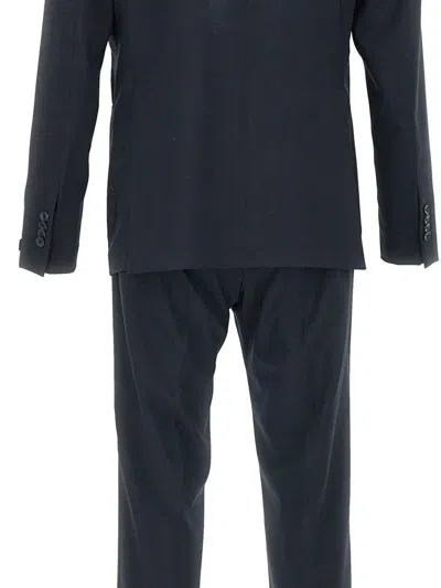 Tagliatore Wool Single-breasted Tuxedo Suit In Black