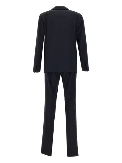 Tagliatore Blue Single-breasted Suit With Peak Revers In Wool Man In Blue