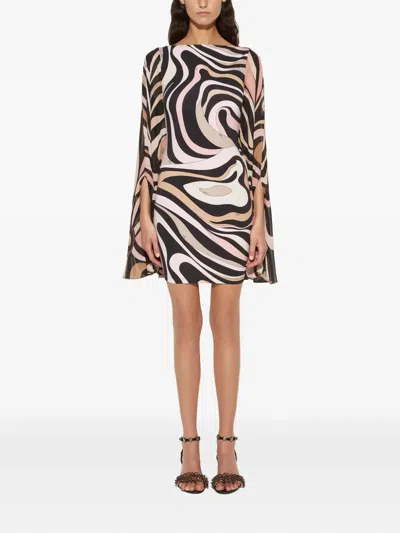 Pucci Marmo Print Silk Kaftan In Black