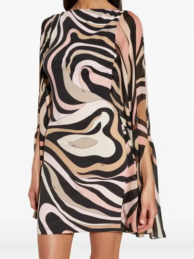 Pucci Marmo Print Silk Kaftan In Black