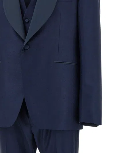 Tagliatore Shawl-lapel Three-piece Suit In Blue