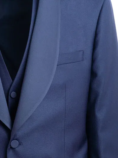 Tagliatore Shawl-lapel Three-piece Suit In Blue